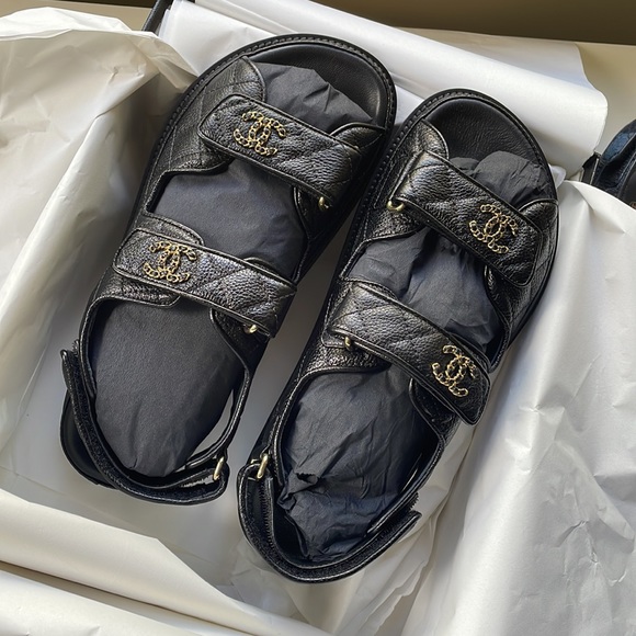 Chanel Black Dad Sandals 38 - Picture 1 of 15